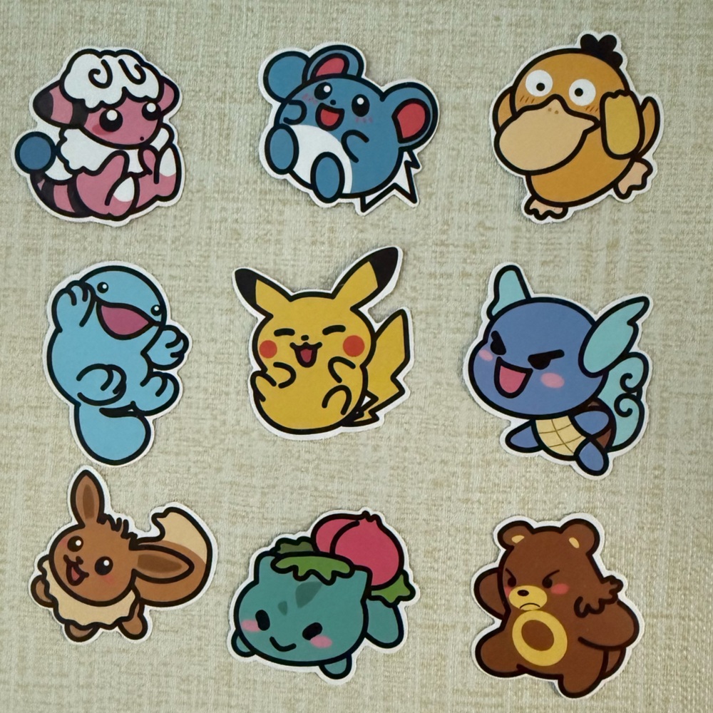 Cute Pokemon stickers sets of 9 or bundle set of 50 perfect for laptops journals